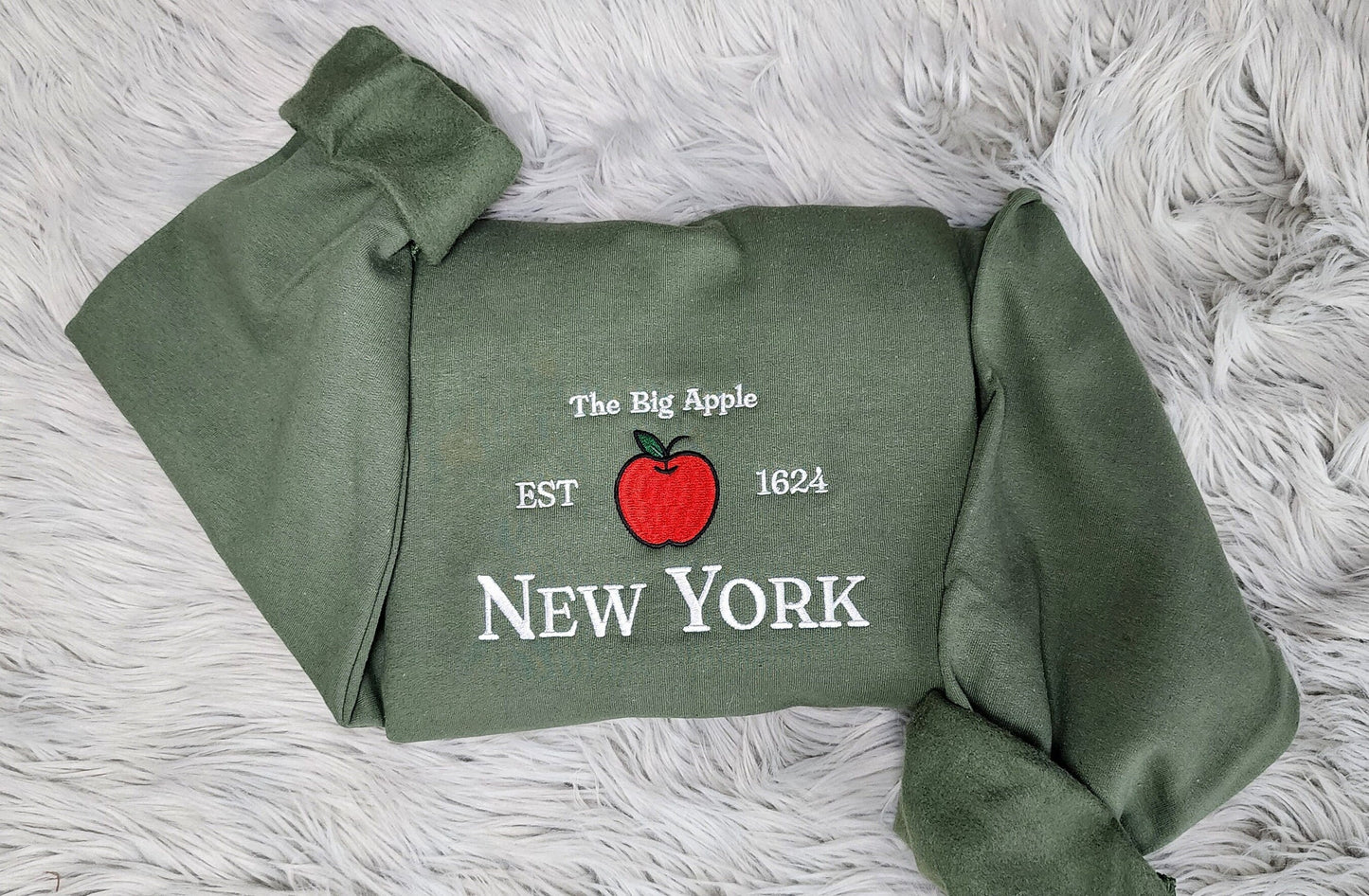 Embroidered New York Sweatshirt, The Big Apple Sweatshirt,  New York Unisex Sweatshirt  for men and women Sweatshirt or Hooded Sweatshirt