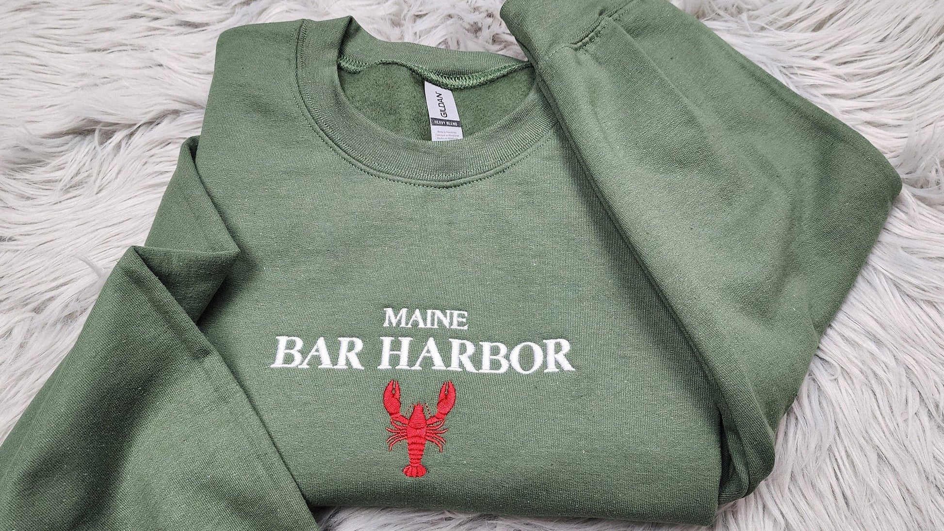 Maine Bar Harbor Embroidered Crewneck - Bar Harbor Crewneck - Maine Lobster Crew - Embroidered Gifts - T-Shirt - Sweatshirt - Hoodie