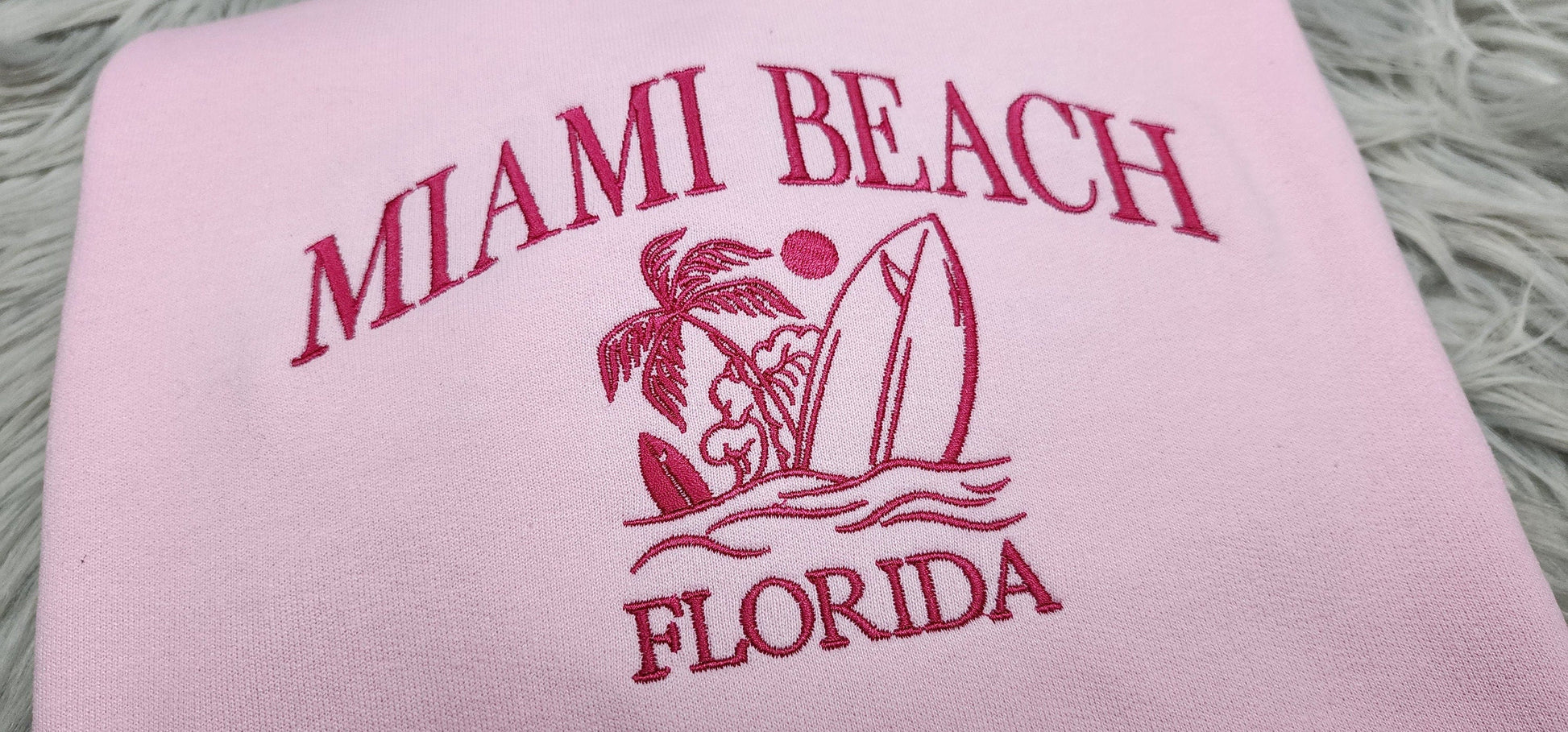 Miami Beach Embroidered Crewneck - Florida Crewneck - Embroidered Gifts - T-Shirt - Sweatshirt - Hoodie