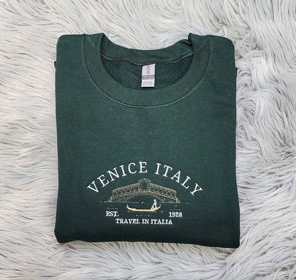 Embroidered Venice Italy Sweatshirt - Travel In Italy Unisex Sweatshirt great for men and women Sweatshirt or Hooded Sweatshirt