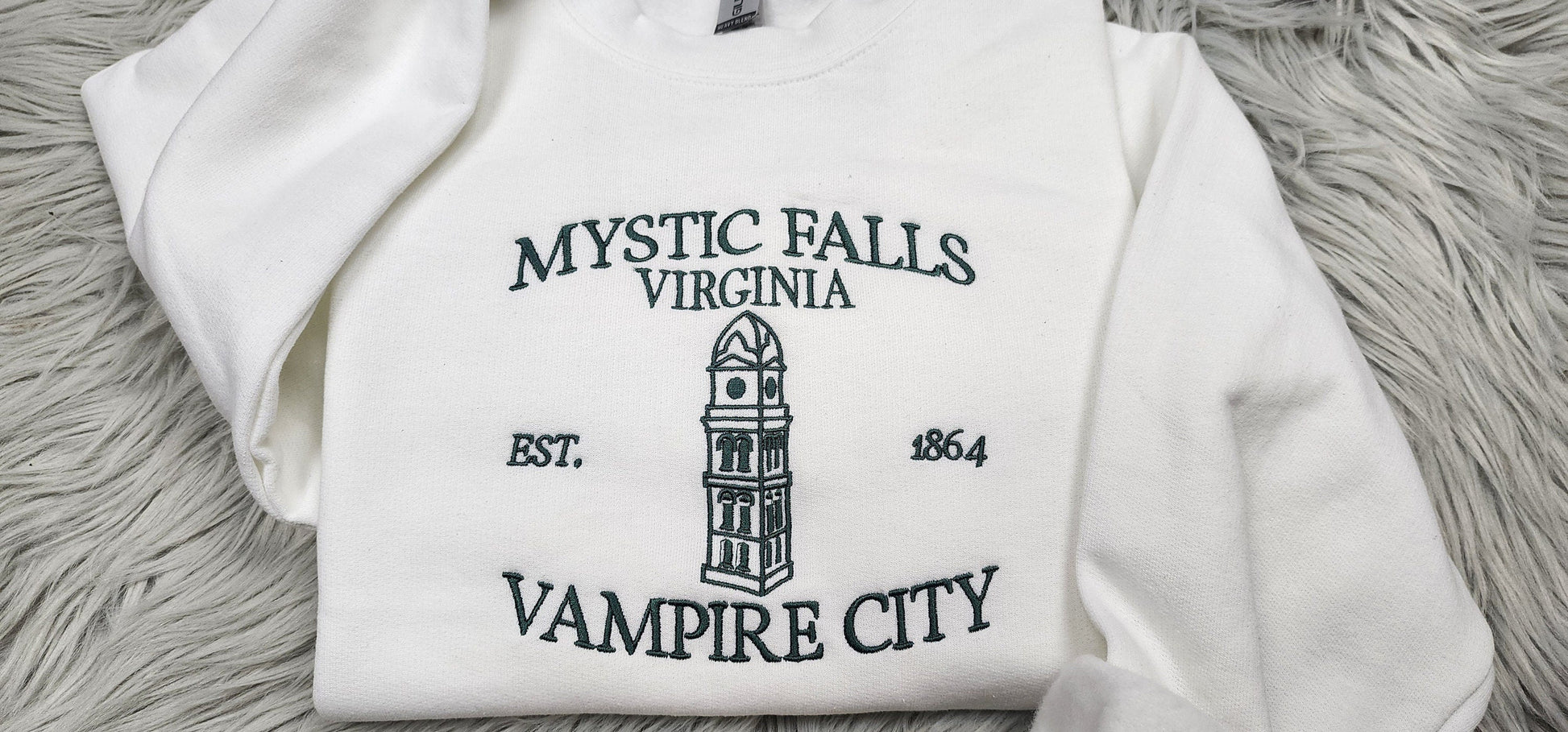 Embroidered Mystic Falls Crewneck -  Vampire City Embroidered Sweatshirt - Unisex Crewneck