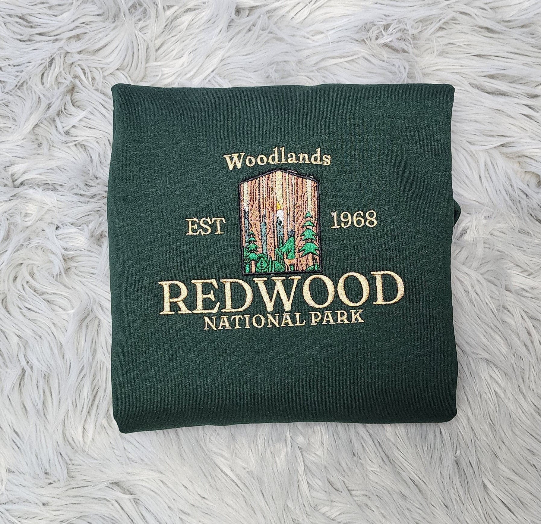 Embroidered Redwood National Park Unisex Sweatshirt - California Redwood  Embroidery - CA Woodland USA National Parks Embroidery
