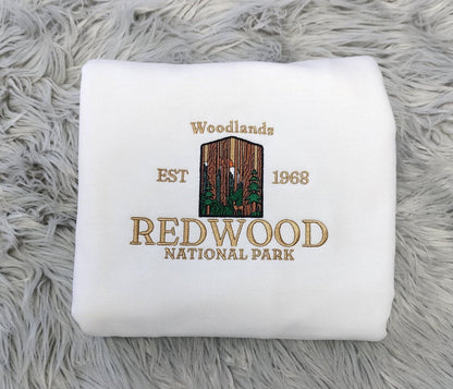 Embroidered Redwood National Park Unisex Sweatshirt - California Redwood  Embroidery - CA Woodland USA National Parks Embroidery