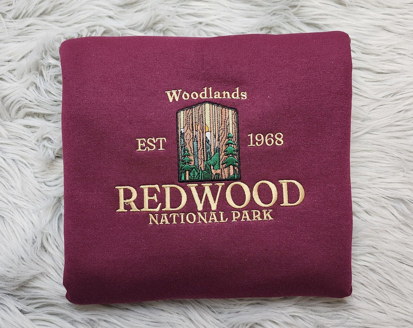 Embroidered Redwood National Park Unisex Sweatshirt - California Redwood  Embroidery - CA Woodland USA National Parks Embroidery