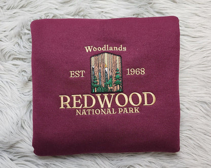 Embroidered Redwood National Park Unisex Sweatshirt - California Redwood  Embroidery - CA Woodland USA National Parks Embroidery