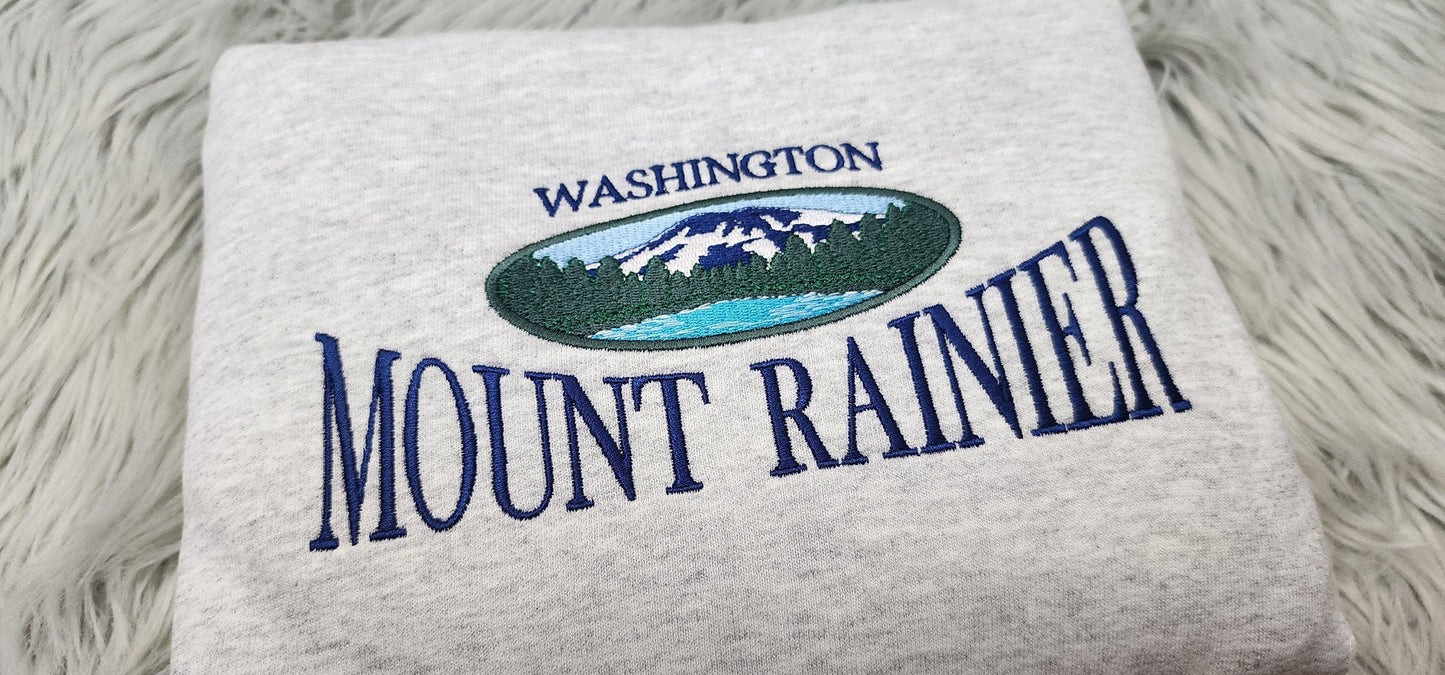 Mount Rainier Embroidered Crewneck - Mount Rainier Washington Crewneck - Embroidered Gifts - T-Shirt - Sweatshirt - Hoodie