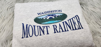 Mount Rainier Embroidered Crewneck - Mount Rainier Washington Crewneck - Embroidered Gifts - T-Shirt - Sweatshirt - Hoodie