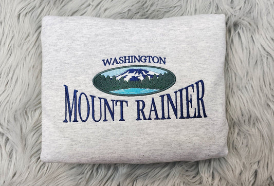 Mount Rainier Embroidered Crewneck - Mount Rainier Washington Crewneck - Embroidered Gifts - T-Shirt - Sweatshirt - Hoodie