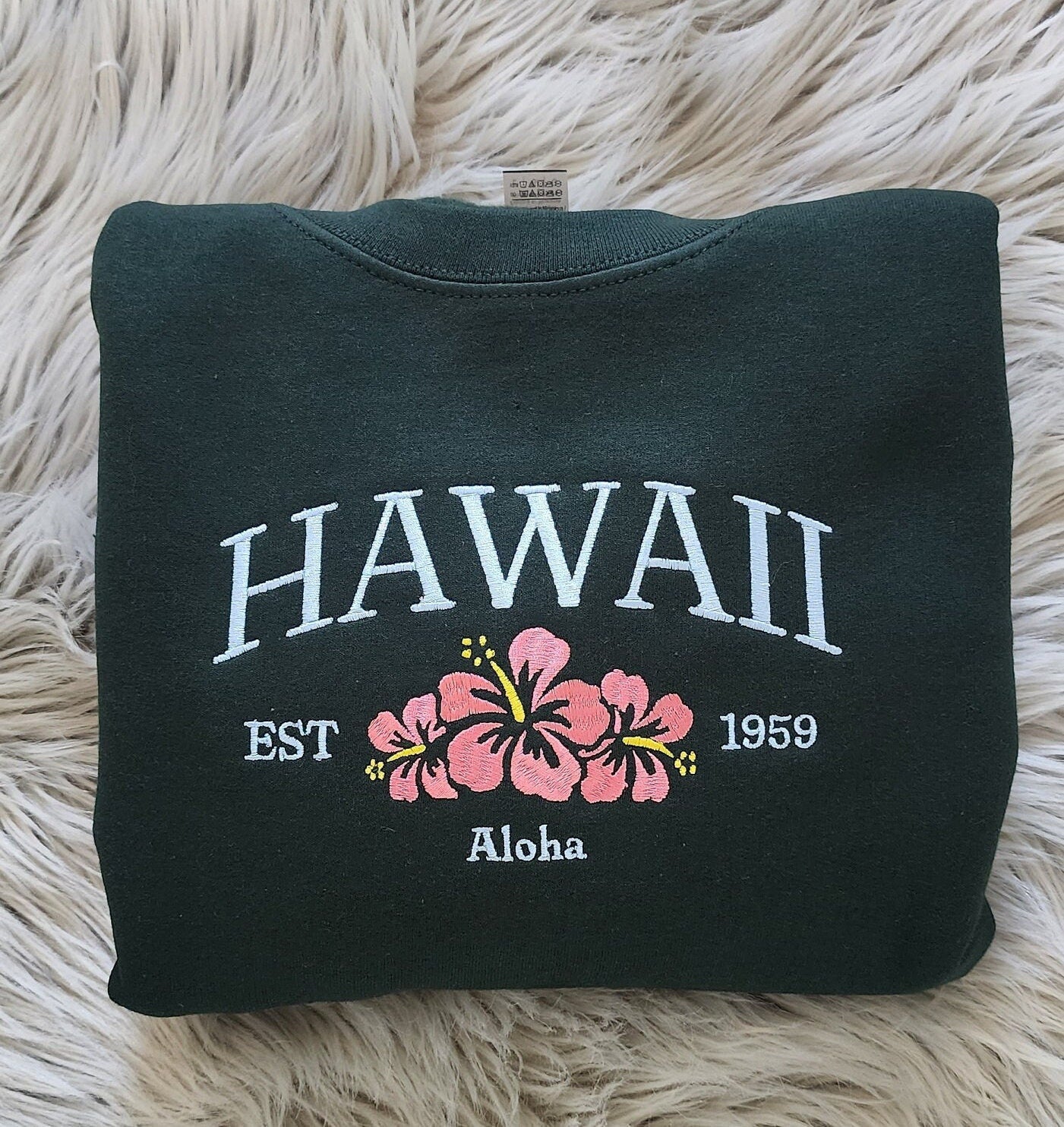 Embroidered Hawaii Aloha State Sweatshirt,  Aloha Hawaii Unisex Sweatshirt great for men and women Sweatshirt or Hooded Sweatshirt