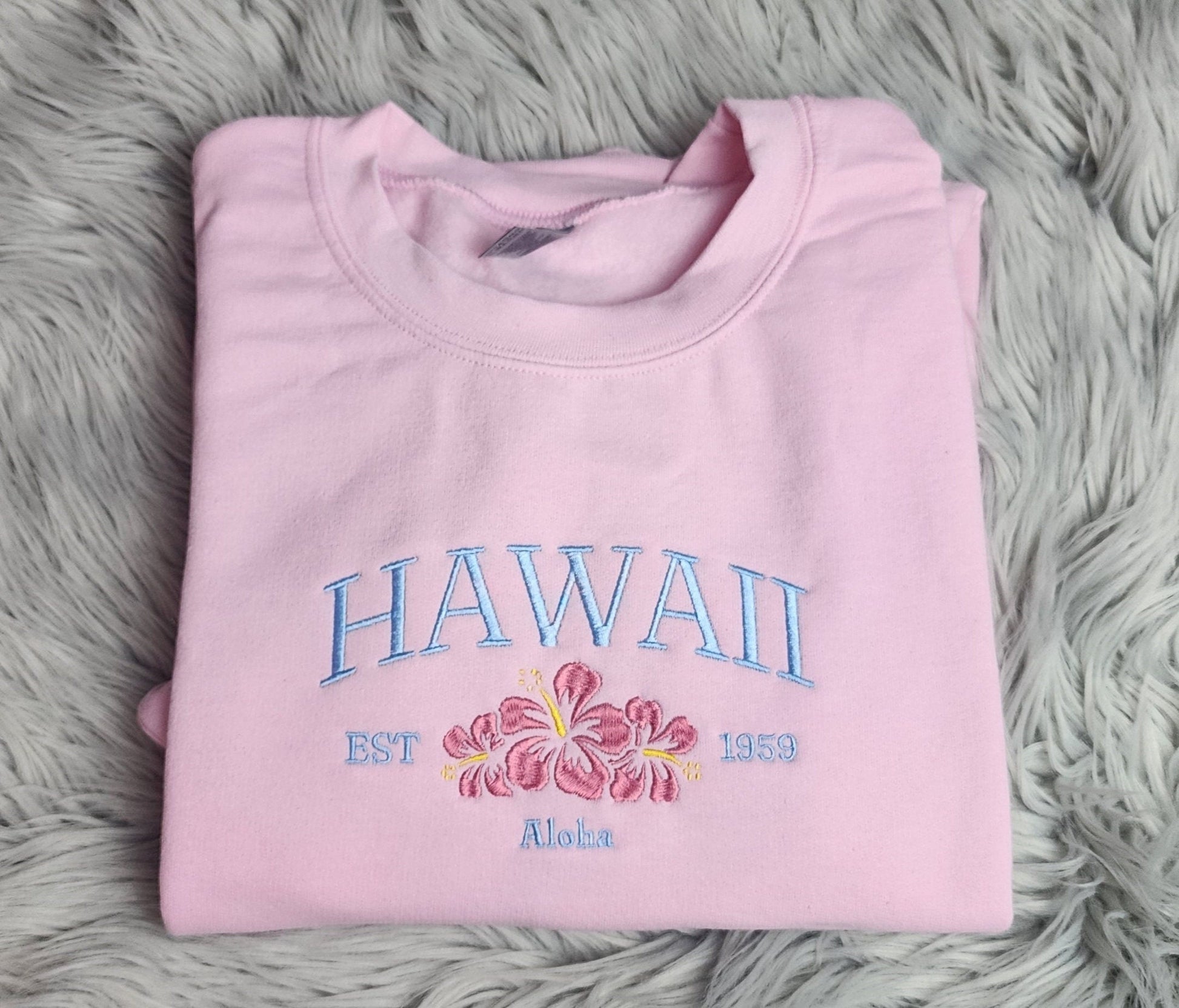 Embroidered Hawaii Aloha State Sweatshirt,  Aloha Hawaii Unisex Sweatshirt great for men and women Sweatshirt or Hooded Sweatshirt
