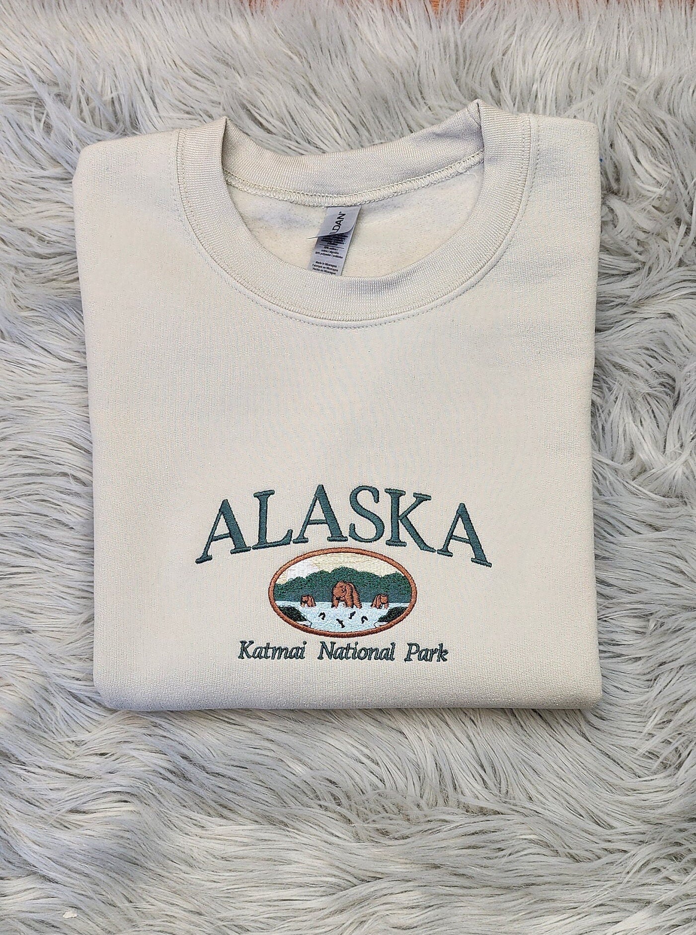 Embroidered Alaska State Sweatshirt - Embroidered Alaska Brown Bear Unisex Sweatshirt for men and women Sweatshirt or Hooded Sweatshirt