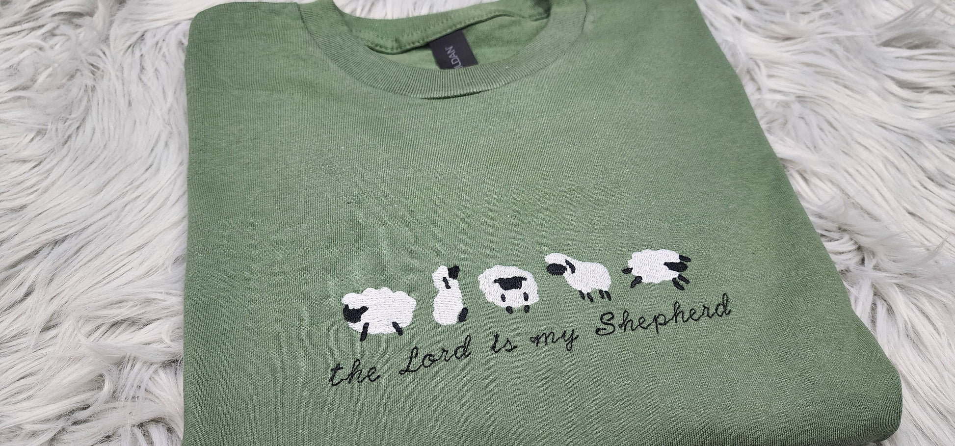 The Lord Is My Shepherd Embroidered Crewneck - Christian Embroidery - Bible Verse Crewneck
