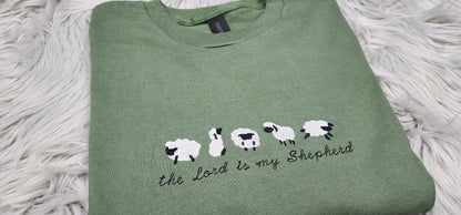 The Lord Is My Shepherd Embroidered Crewneck - Christian Embroidery - Bible Verse Crewneck