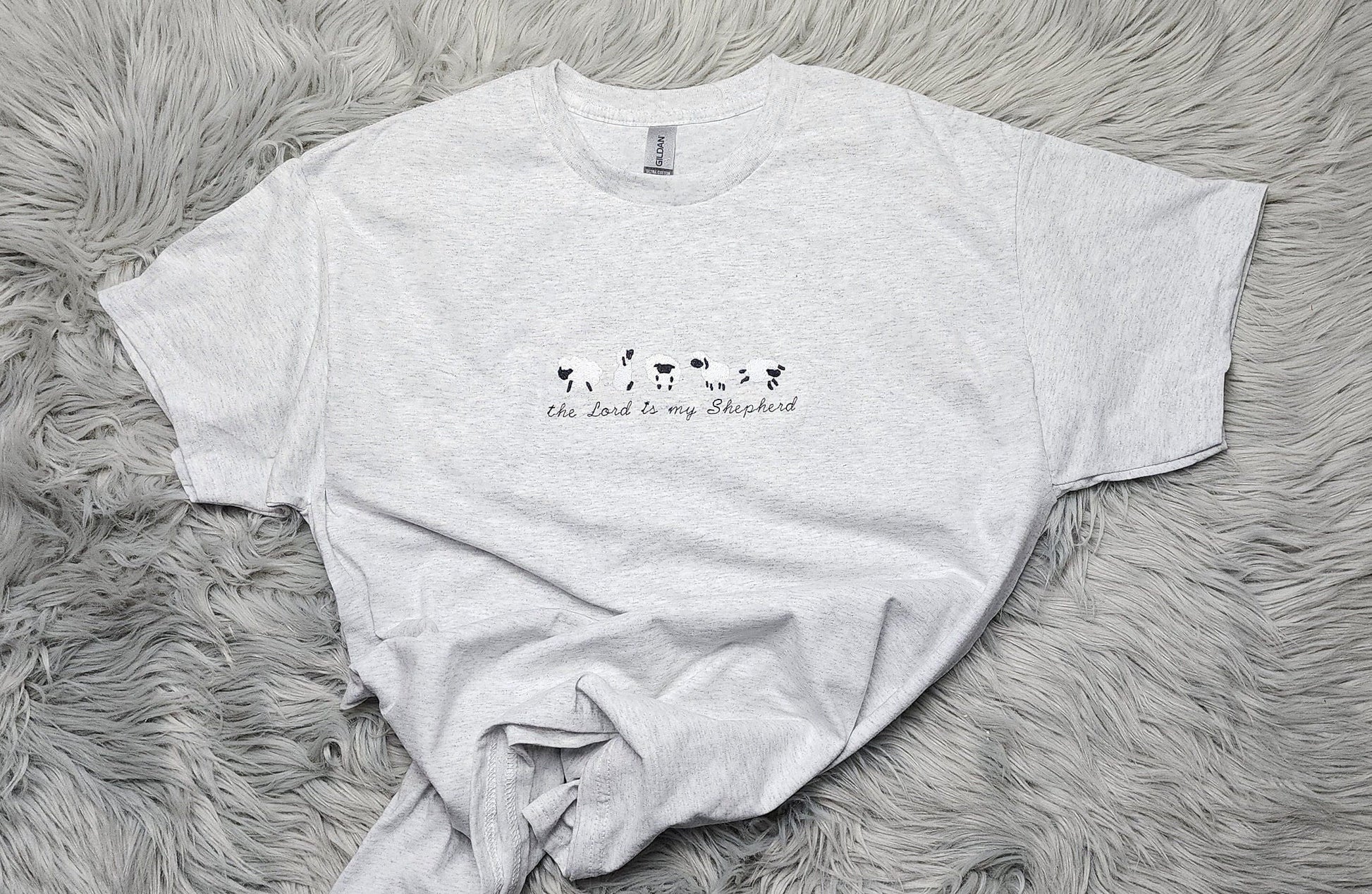 The Lord Is My Shepherd Embroidered Crewneck - Christian Embroidery - Bible Verse Crewneck