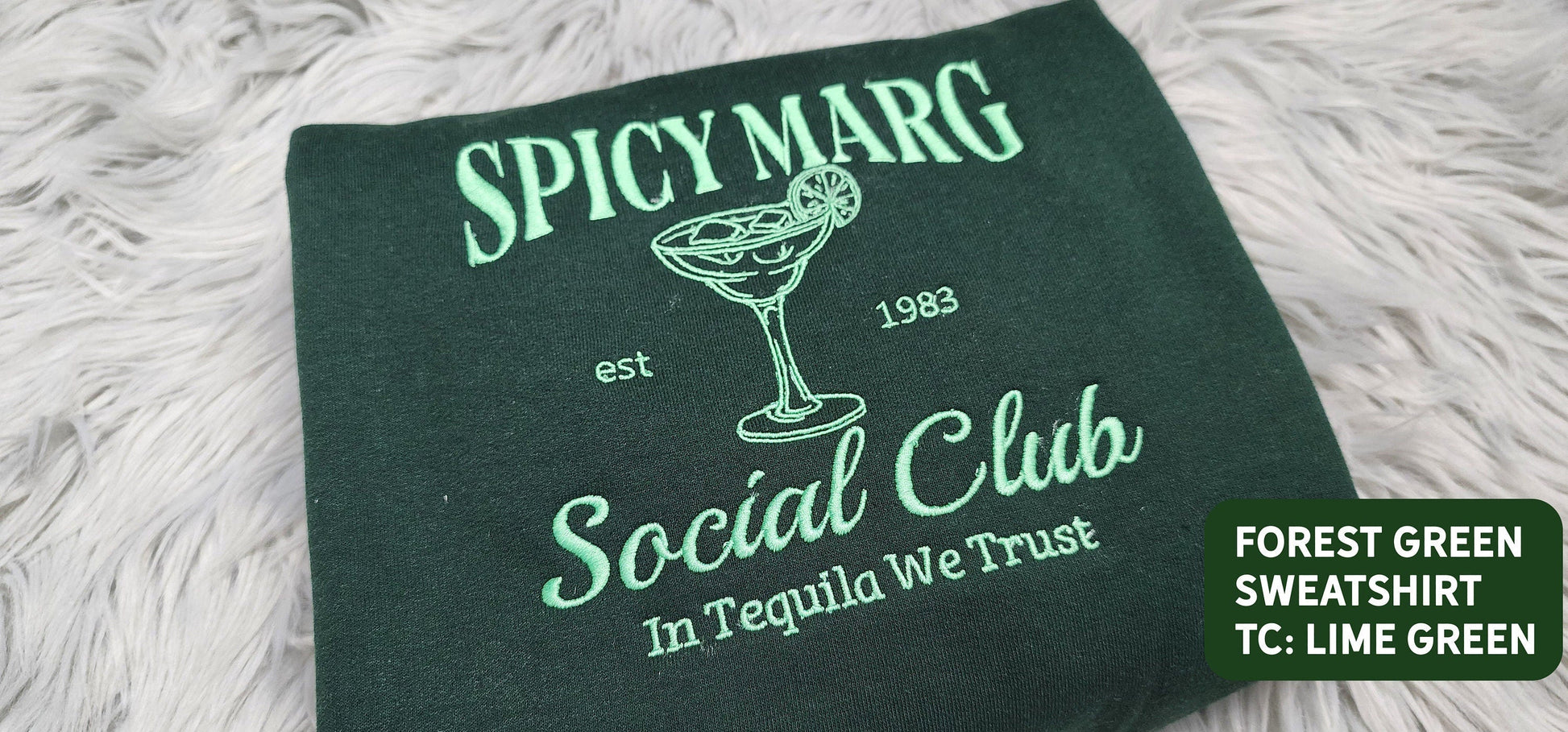 Spicy Margarita Social Club Embroidered Crewneck - Spicy Marg Crewneck - Margarita Embroidered Shirt - T-Shirt - Sweatshirt - Hoodie