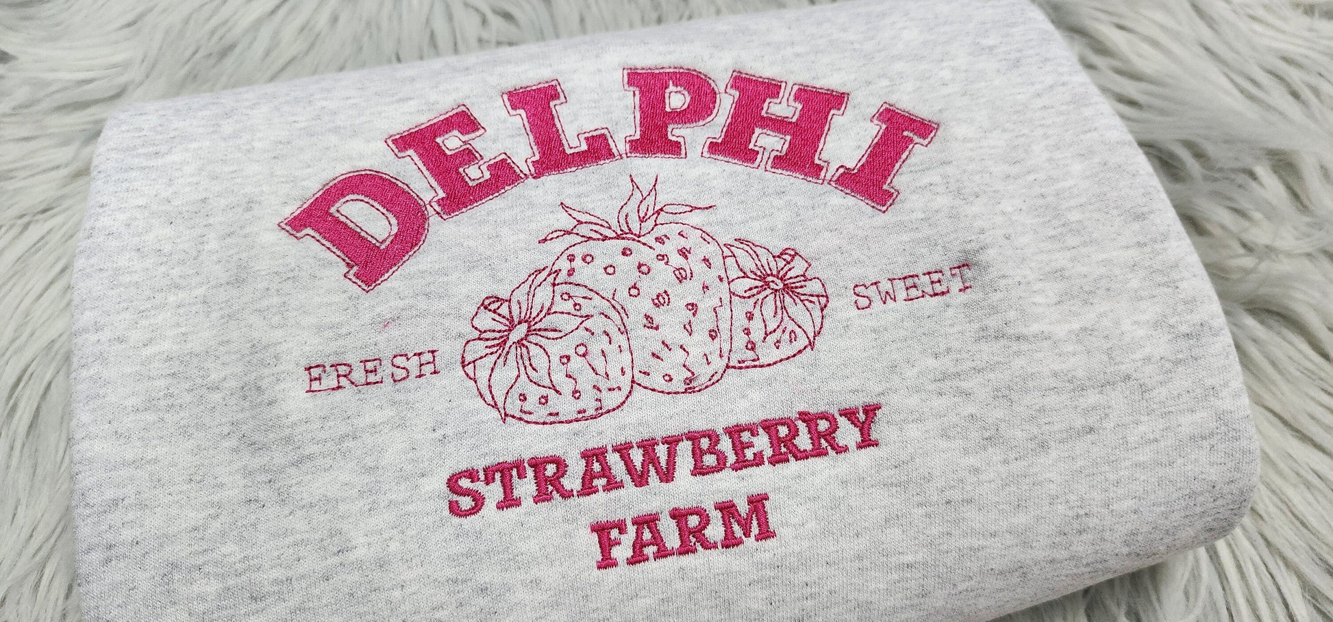 Delphi Strawberry Farm Embroidered Crewneck - Strawberry Service Embroidered Crewneck - Pick Your Own