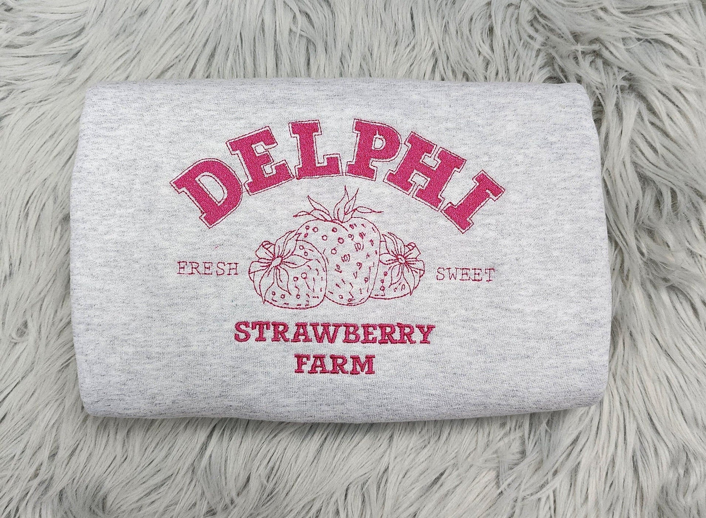 Delphi Strawberry Farm Embroidered Crewneck - Strawberry Service Embroidered Crewneck - Pick Your Own