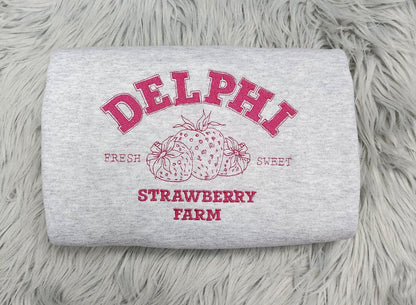 Delphi Strawberry Farm Embroidered Crewneck - Strawberry Service Embroidered Crewneck - Pick Your Own