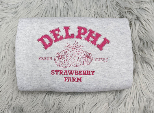 Delphi Strawberry Farm Embroidered Crewneck - Strawberry Service Embroidered Crewneck - Pick Your Own