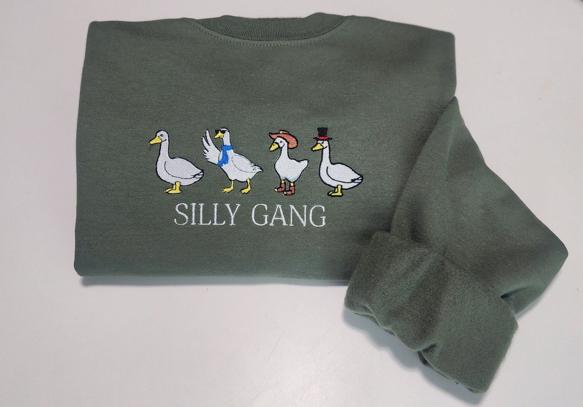 Silly Gang Embroidered Sweatshirt - Silly Goose Sweatshirt - Silly Goose on The Loose -  Embroidered Gift