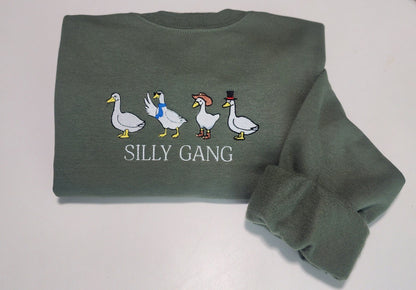 Silly Gang Embroidered Sweatshirt - Silly Goose Sweatshirt - Silly Goose on The Loose -  Embroidered Gift