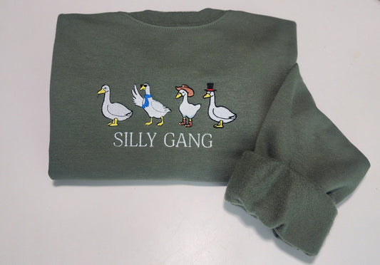 Silly Gang Embroidered Sweatshirt - Silly Goose Sweatshirt - Silly Goose on The Loose -  Embroidered Gift