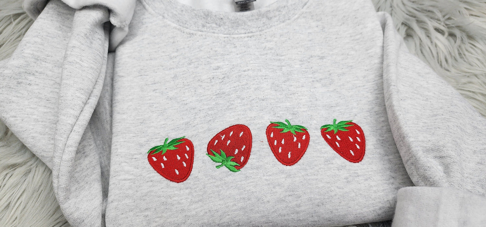 Embroidered Strawberries Crewneck - Summer Strawberry Shirt - Embroidered Berries  - T-Shirt - Sweatshirt - Hoodie Crewneck