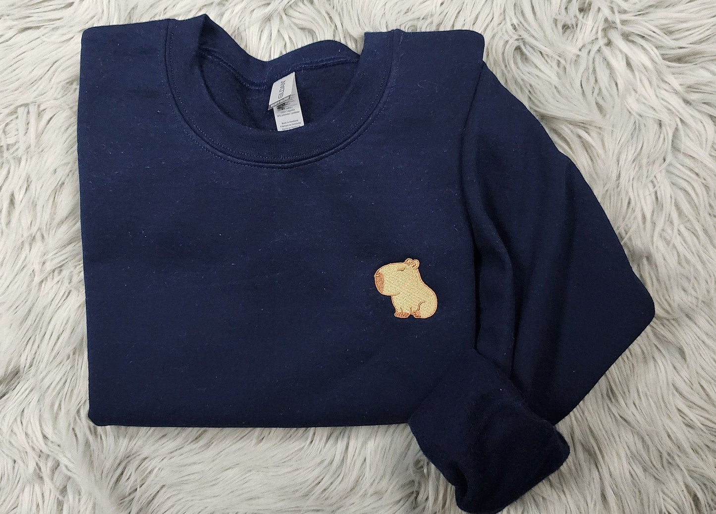 Capybara Embroidered Crewneck - Cute Capybara Embroidery - Unisex T-Shirt - Sweatshirt or Hooded Sweatshirt