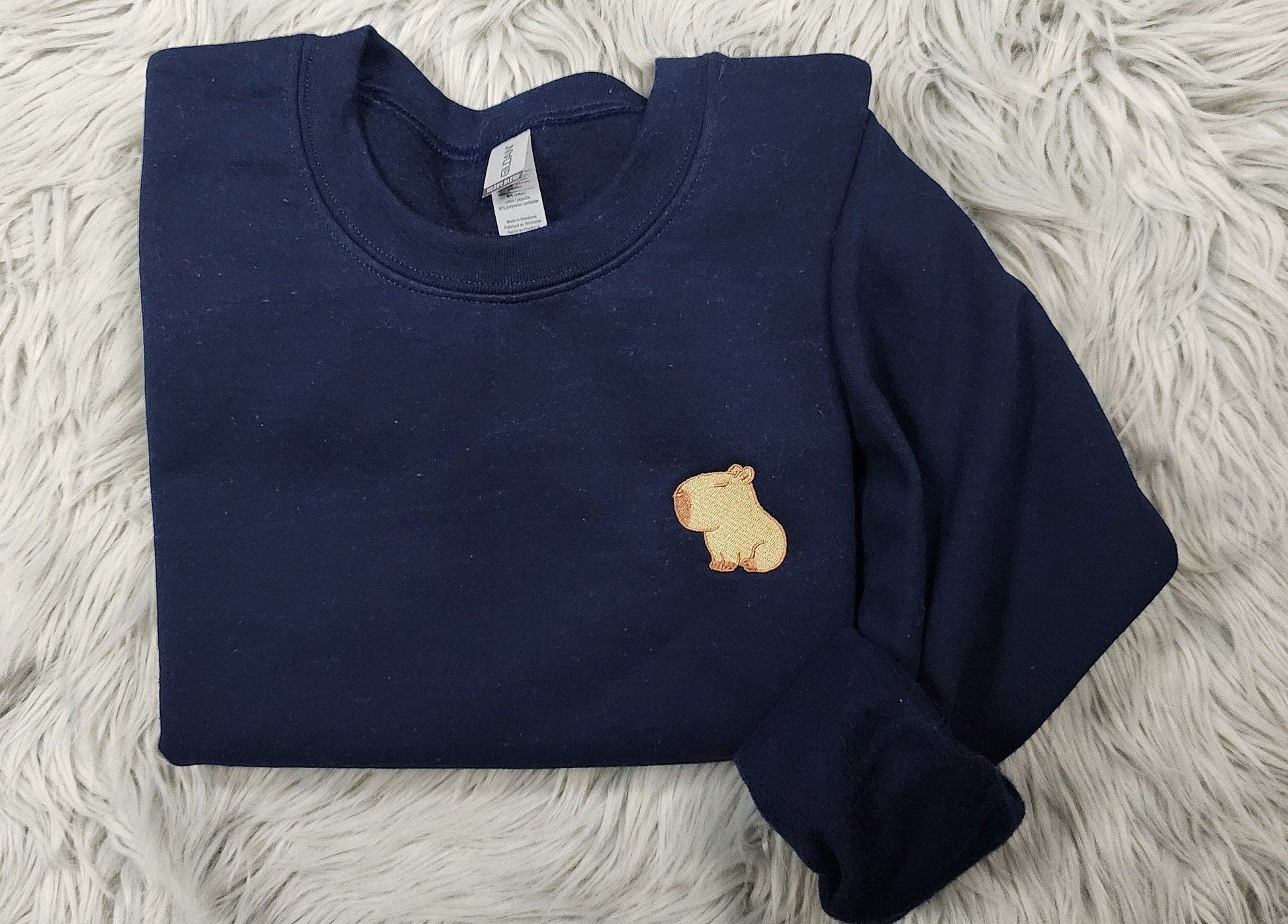 Capybara Embroidered Crewneck - Cute Capybara Embroidery - Unisex T-Shirt - Sweatshirt or Hooded Sweatshirt