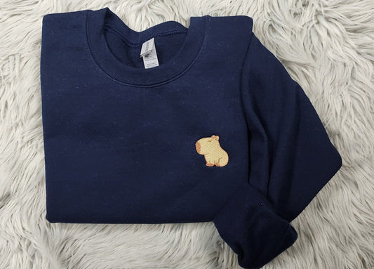 Capybara Embroidered Crewneck - Cute Capybara Embroidery - Unisex T-Shirt - Sweatshirt or Hooded Sweatshirt