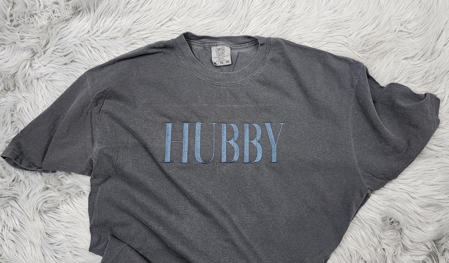 Wifey Comfort Colors Embroidered Crewneck T-Shirt - Gift for Wife - Anniversary Gift - Gift for her