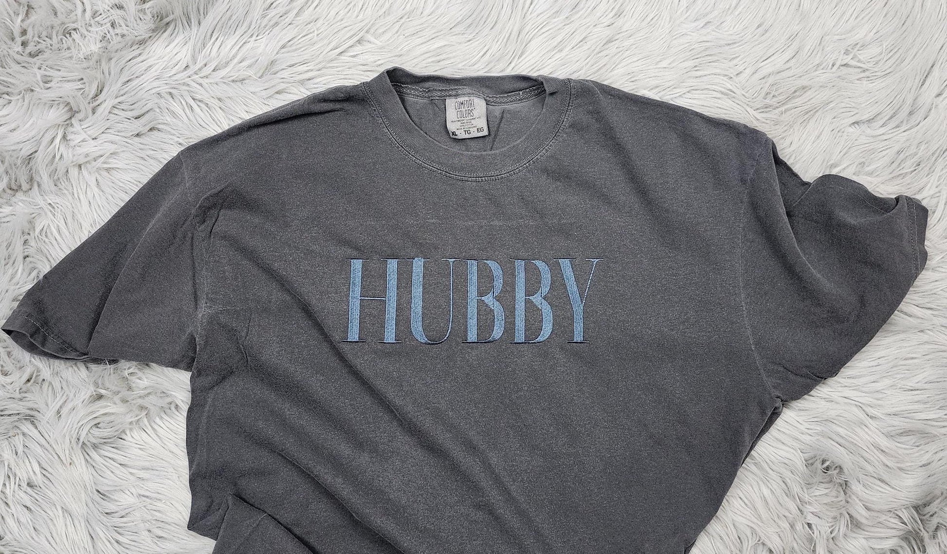 Wifey Comfort Colors Embroidered Crewneck T-Shirt - Gift for Wife - Anniversary Gift - Gift for her