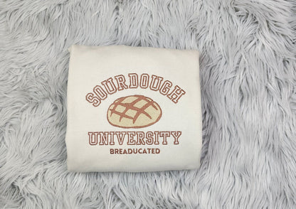 Sourdough University Embroidered Crewneck - Breaducated Embroidered Crewneck - Gift for bread baker -