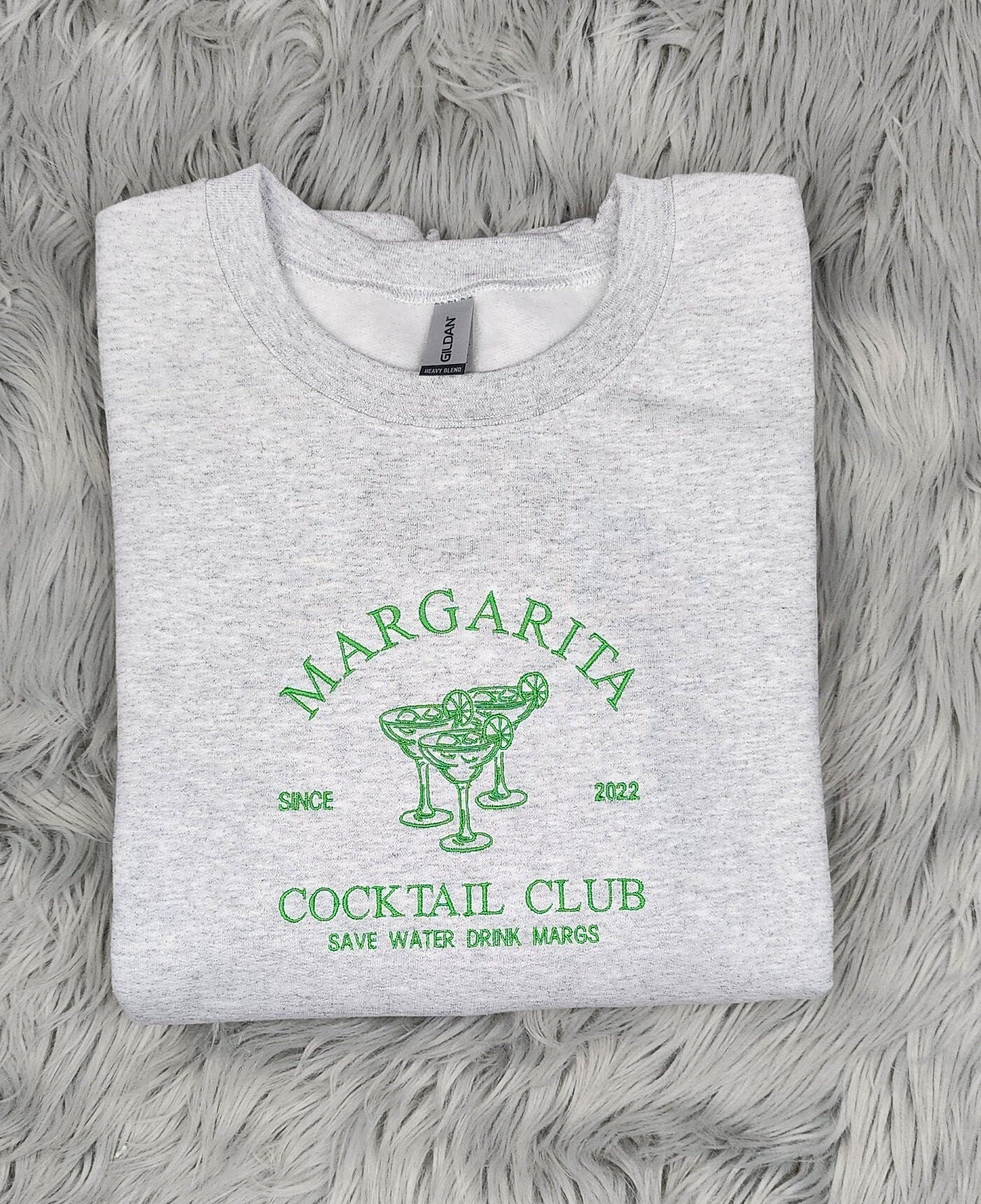 Embroidered Margarita Cocktail Club Crewneck - Save Water Drink Margaritas Shirt - Margarita Embroidery - T-Shirt - Sweatshirt - Hoodie