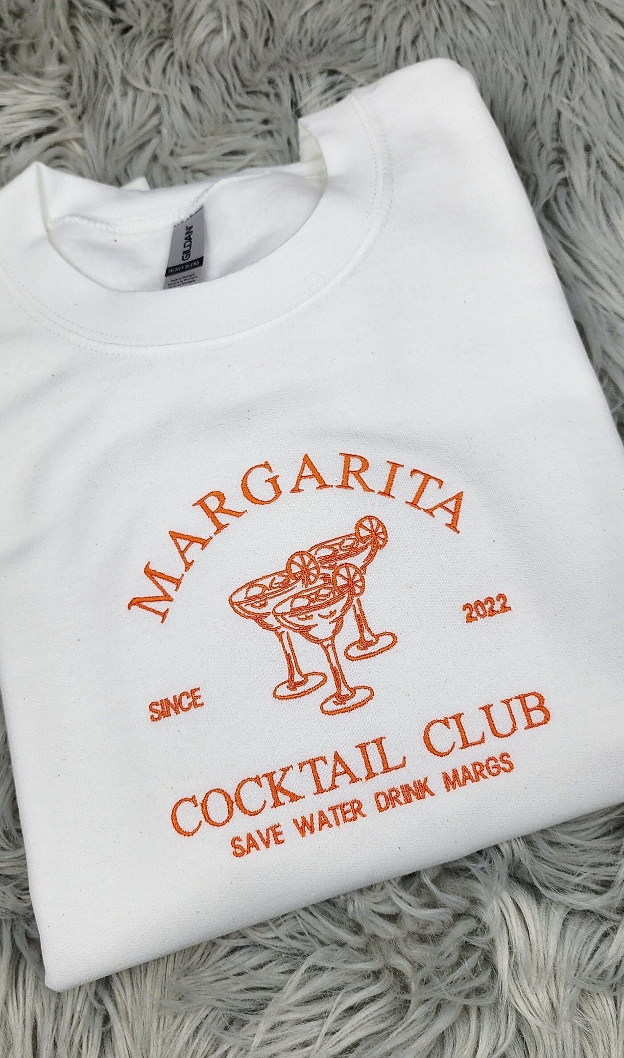 Embroidered Margarita Cocktail Club Crewneck - Save Water Drink Margaritas Shirt - Margarita Embroidery - T-Shirt - Sweatshirt - Hoodie
