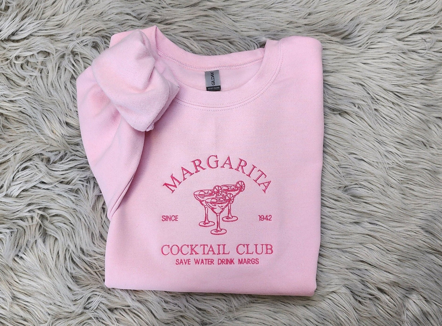 Embroidered Margarita Cocktail Club Crewneck - Save Water Drink Margaritas Shirt - Margarita Embroidery - T-Shirt - Sweatshirt - Hoodie