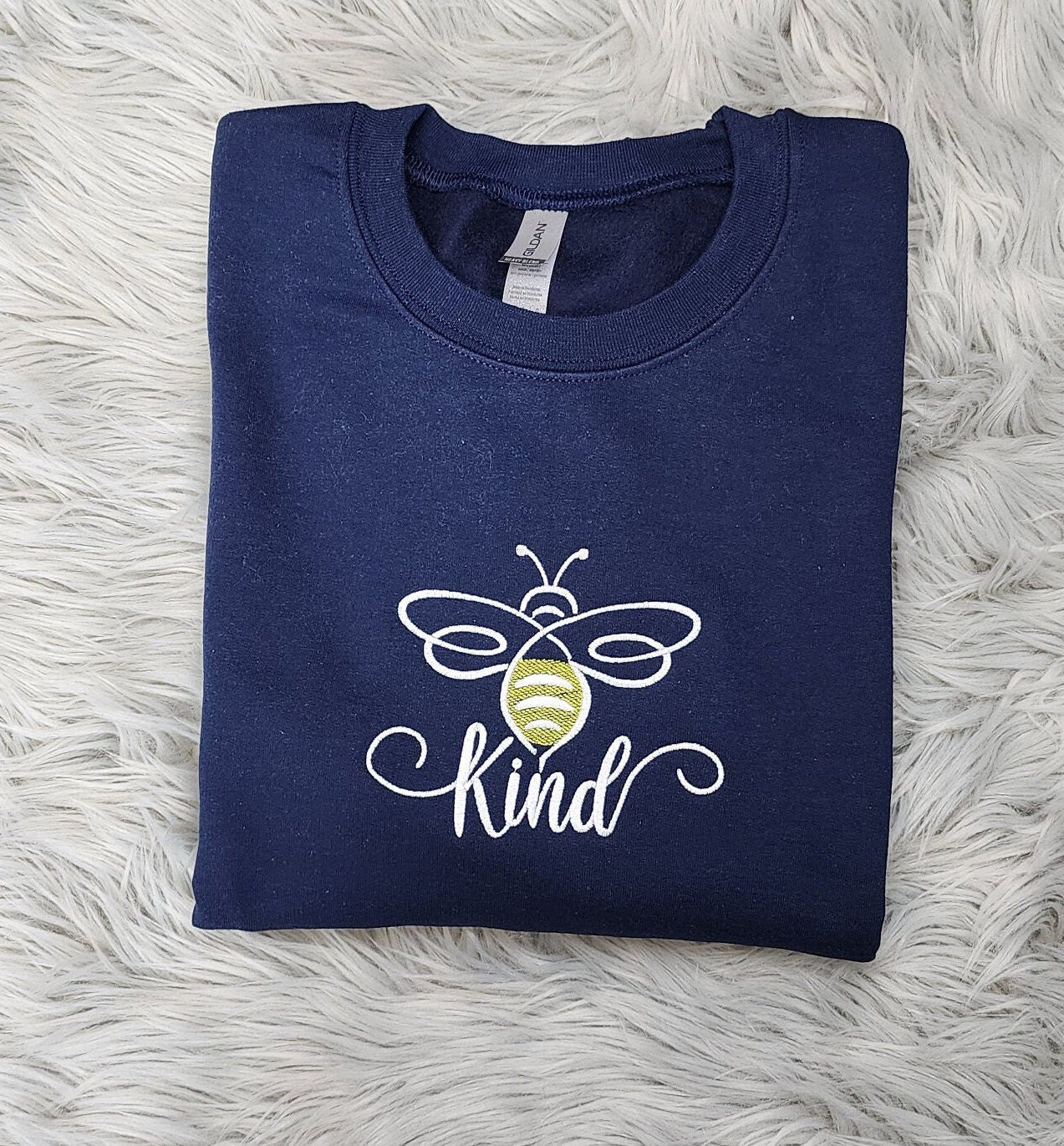 Embroidered Be Kind Sweatshirt - Bee Kind Embroidered Sweatshirt or Hooded Sweatshirt