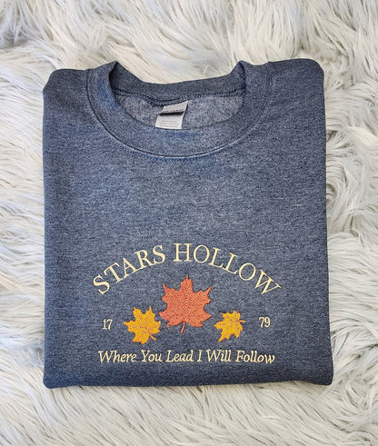 Embroidered Stars Hollow Crewneck - Where You Lead I will Follow Unisex T-shirt - Sweatshirt or Hooded Sweatshirt