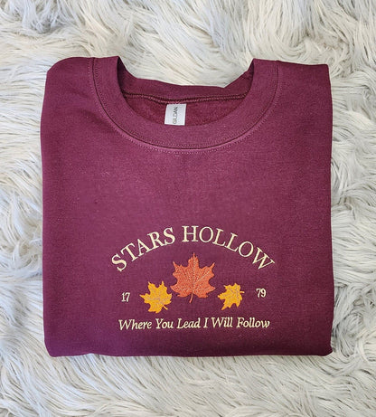 Embroidered Stars Hollow Crewneck - Where You Lead I will Follow Unisex T-shirt - Sweatshirt or Hooded Sweatshirt