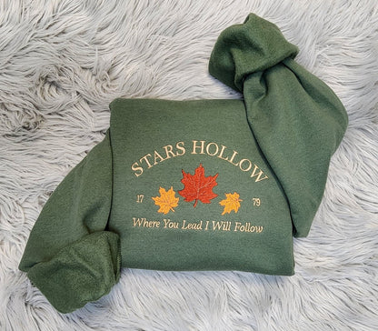 Embroidered Stars Hollow Crewneck - Where You Lead I will Follow Unisex T-shirt - Sweatshirt or Hooded Sweatshirt
