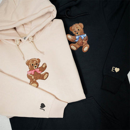 Custom Embroidered Cute Bear Matching Hoodies for Couples