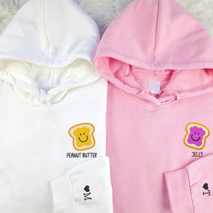Custom Peanut Butter and Jelly Couple Embroidered Hoodie