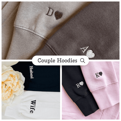 Cute Stars Cartoon Custom Embroidered Matching Hoodies For Couples