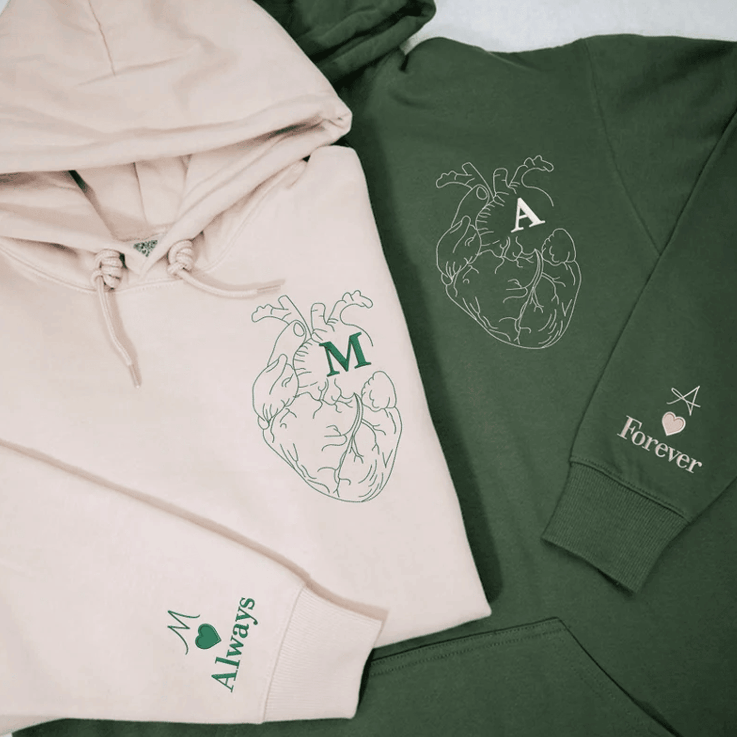 Embroidered Boyfriend Girlfriend Matching Sets with Hoodie or Sweatshirt
