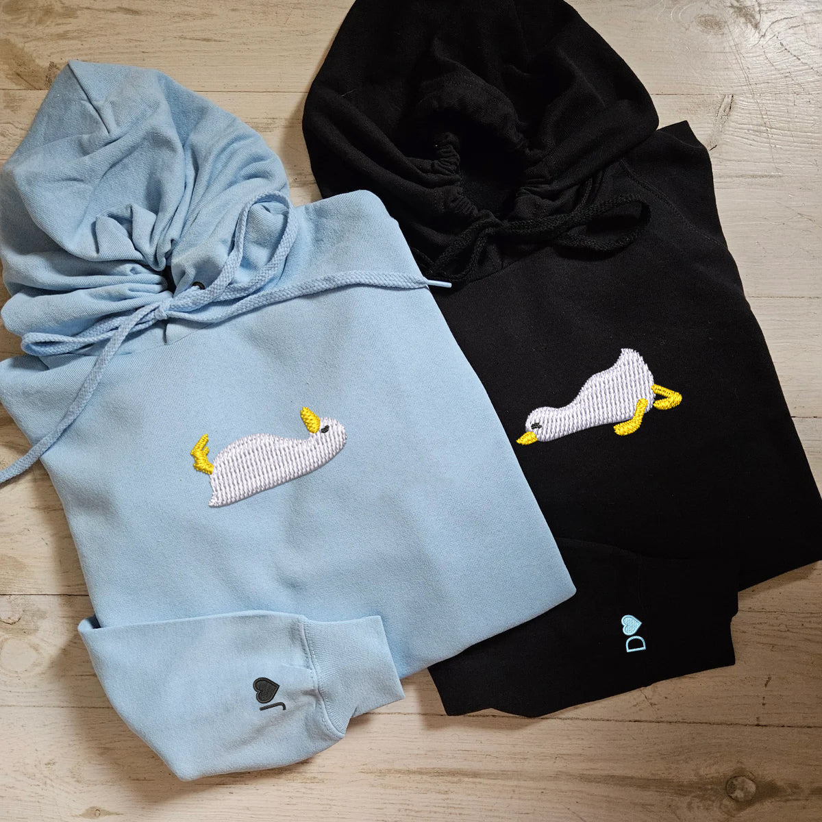 Custom Embroidered Sleepy Goose Matching Hoodies for Couples