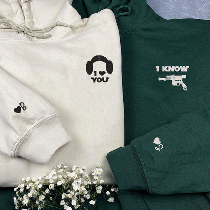 I Love You I Know Inspired Custom Embroidered Matching Hoodies For Couples