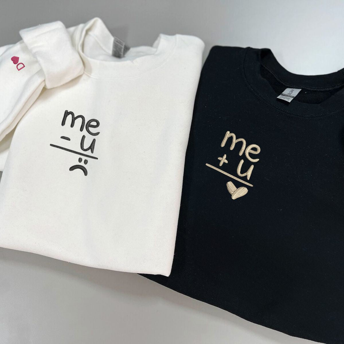 Custom Embroidered Me Plus You Matching Hoodies for Couples