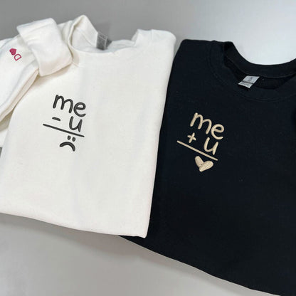 Custom Embroidered Me Plus You Matching Hoodies for Couples
