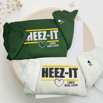Custom Embroidered Heez It Sheez It Matching Hoodies for Couples