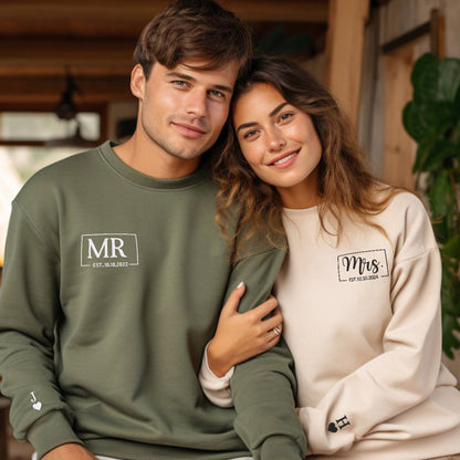 Custom Mr & Mrs Matching Embroidered Hoodies for Couples